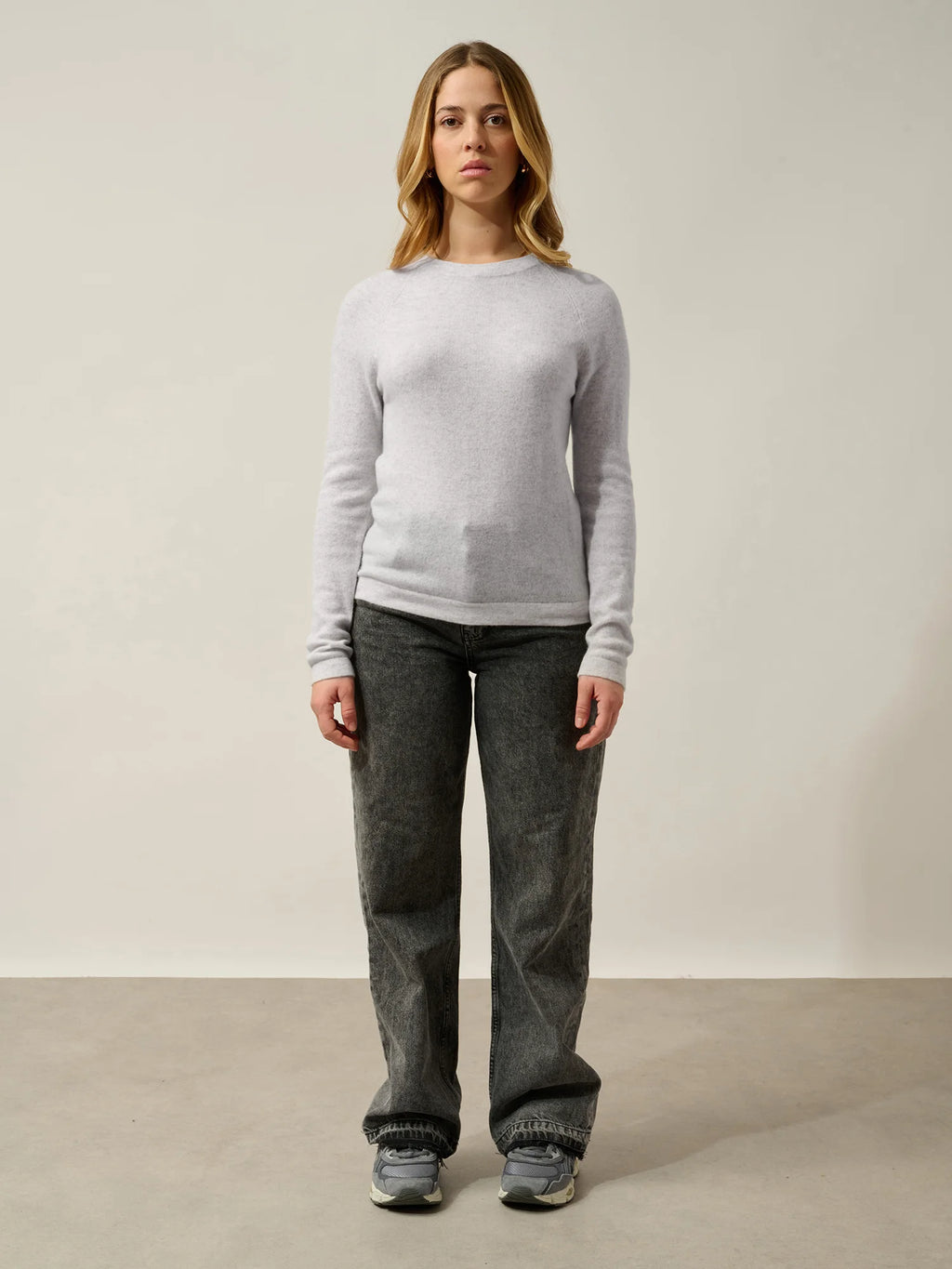 ECRIN Pullover Rundhalsausschnitt Perlgrau meliert