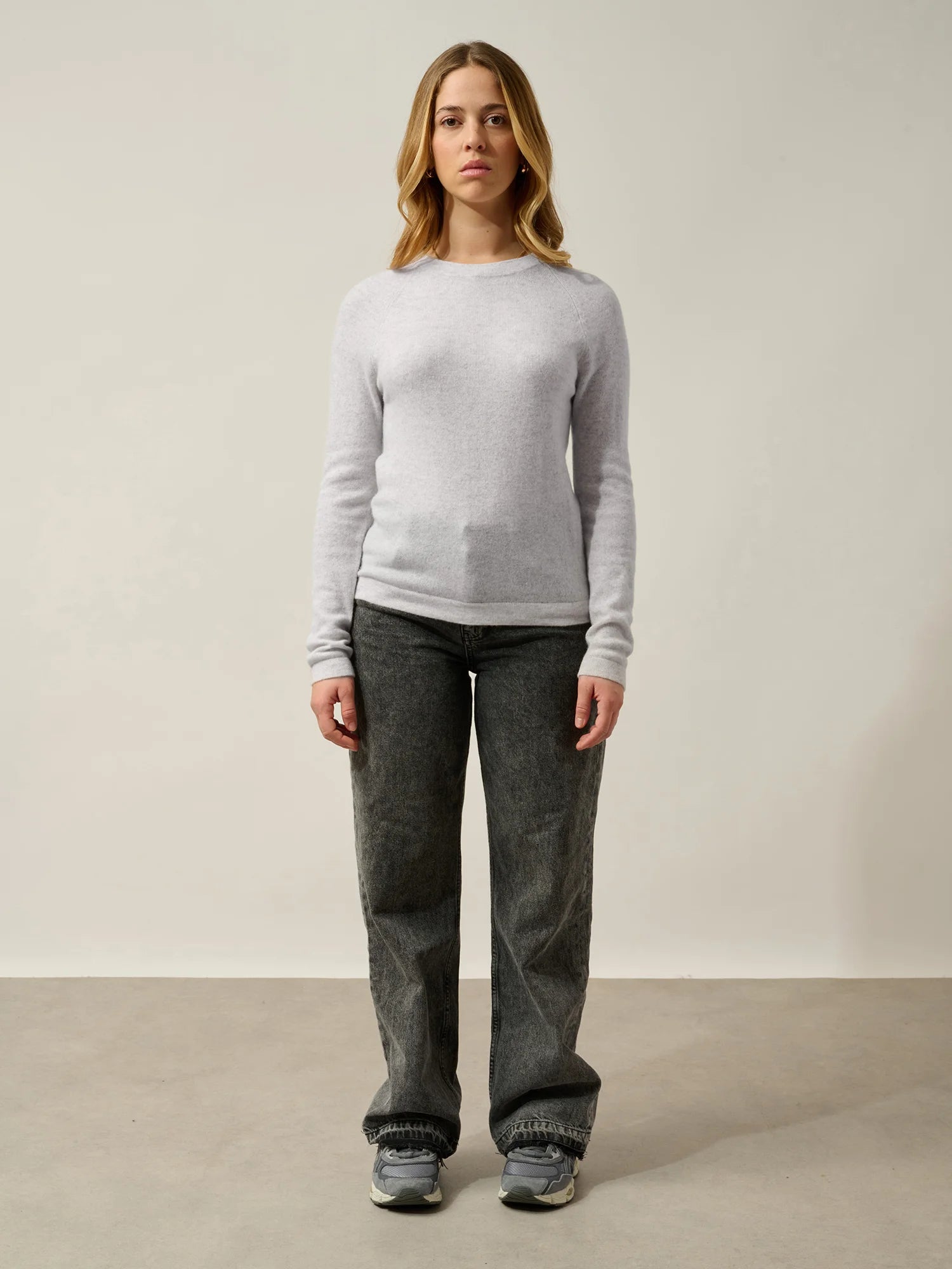 ECRIN Pullover Rundhalsausschnitt Perlgrau meliert