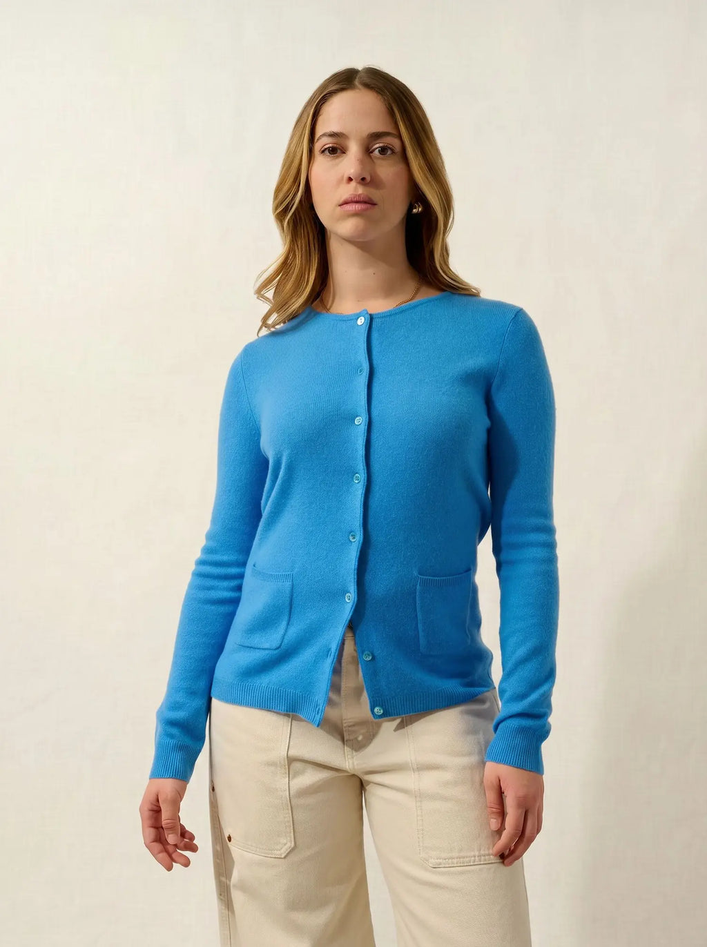 CARON Cardigan Crew Neck Cornflower