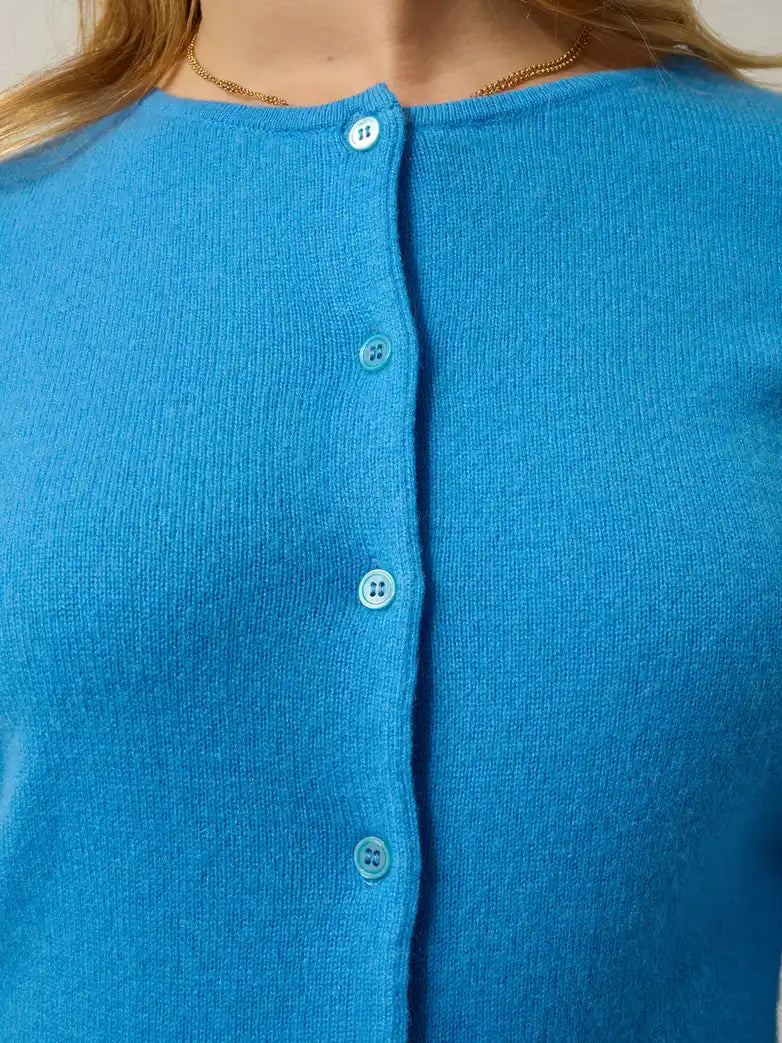 CARON Cardigan Crew Neck Cornflower