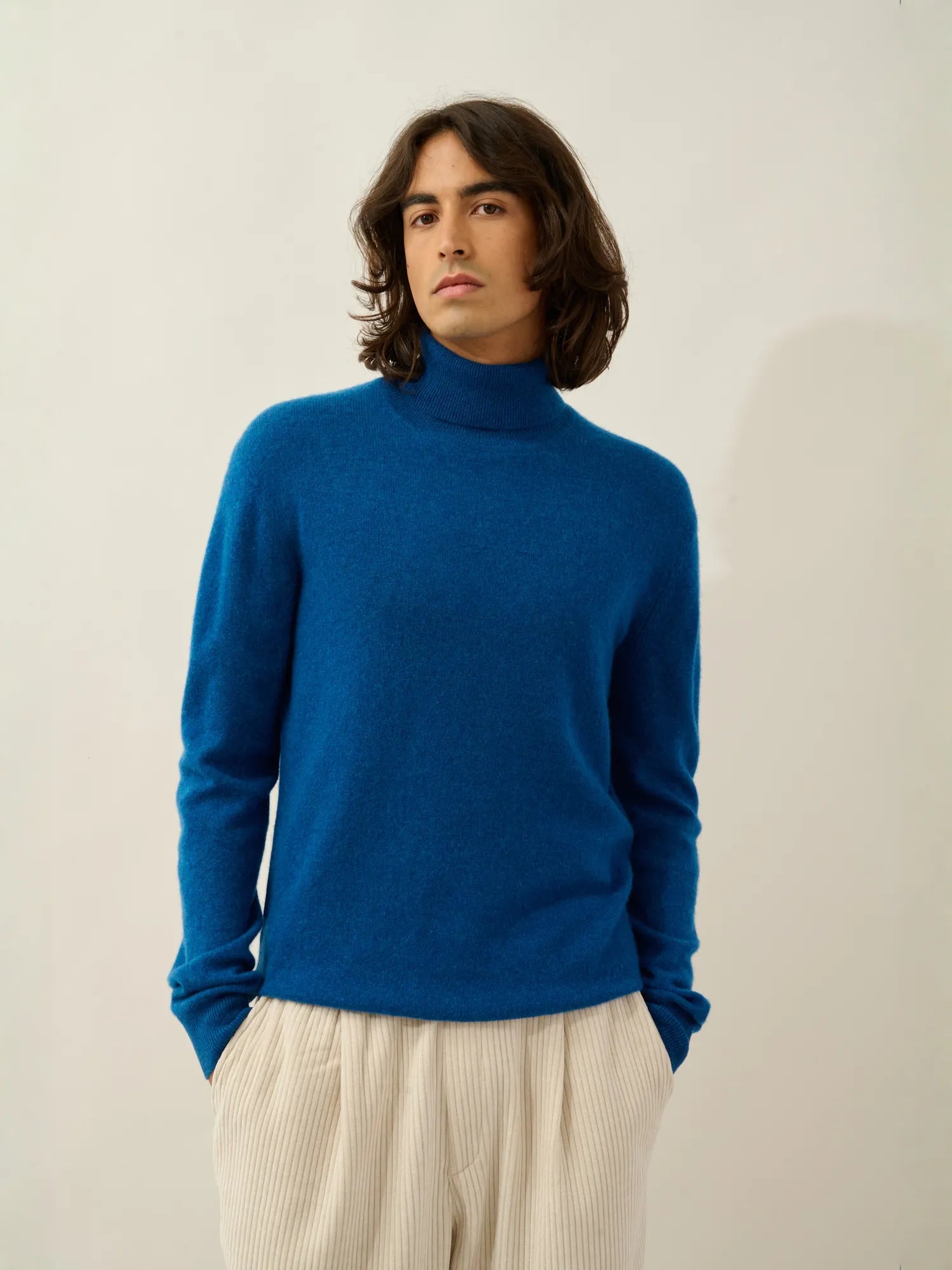 BANGE Pullover Rollkragen Blau meliert