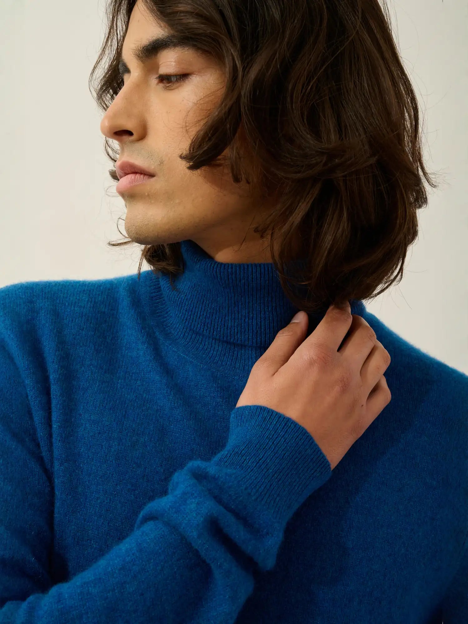 BANGE Pullover Rollkragen Blau meliert