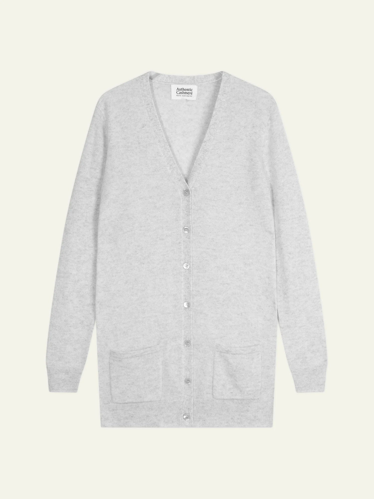 CIMET Strickjacke V-Ausschnitt Perlgrau meliert