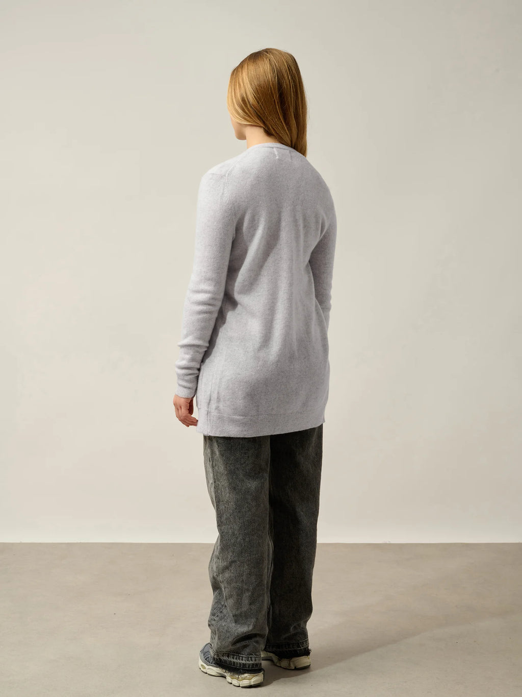 CIMET Strickjacke V-Ausschnitt Perlgrau meliert