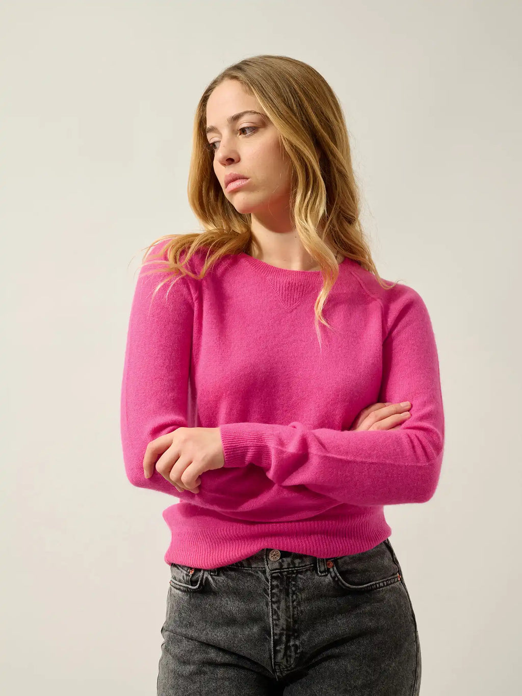 ETRET Pullover Rundhalsausschnitt Flamingorosa