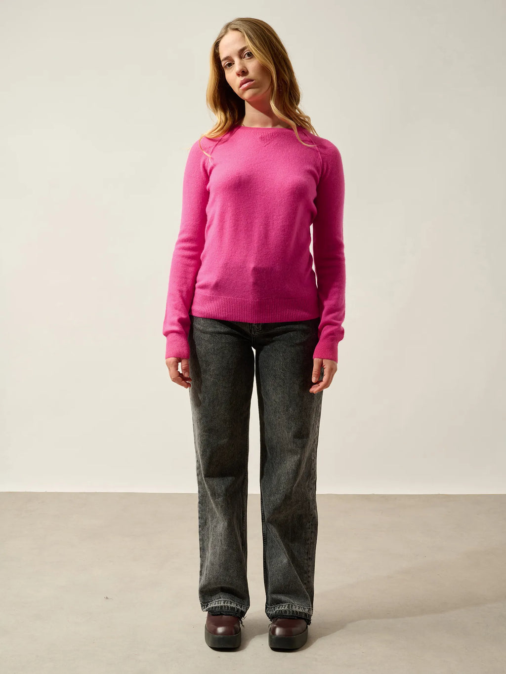 ETRET Pullover Rundhalsausschnitt Flamingorosa