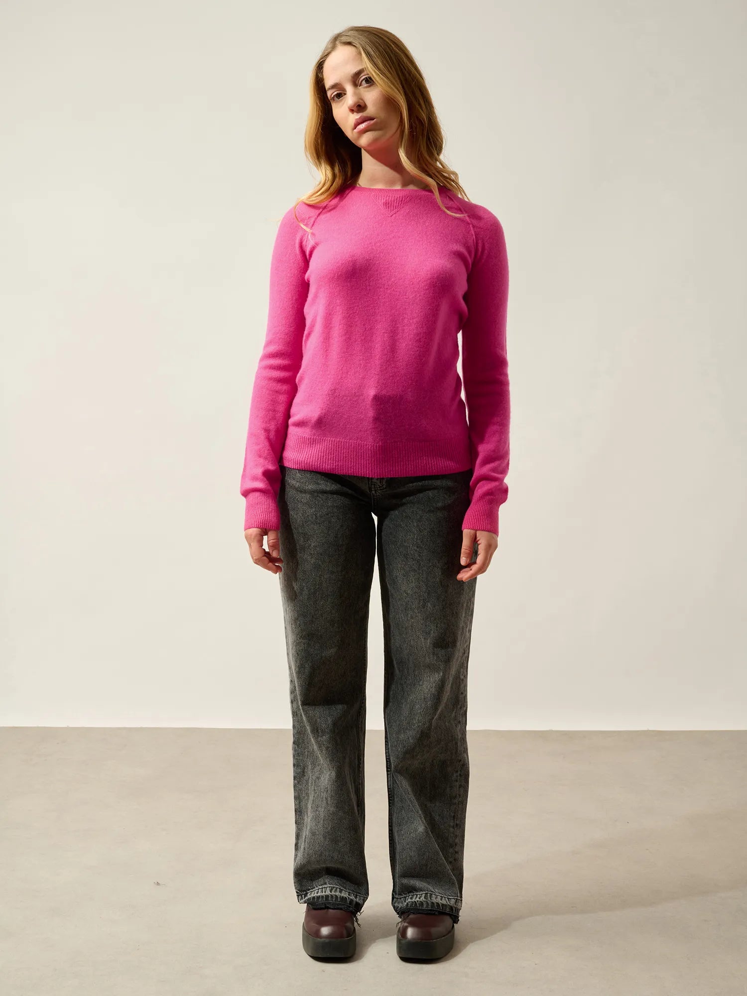 ETRET Pullover Rundhalsausschnitt Flamingorosa