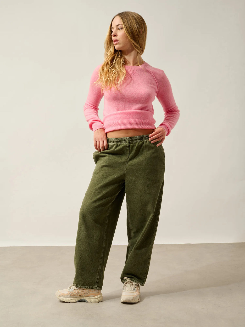 ETRET Pullover Rundhalsausschnitt Rosa meliert