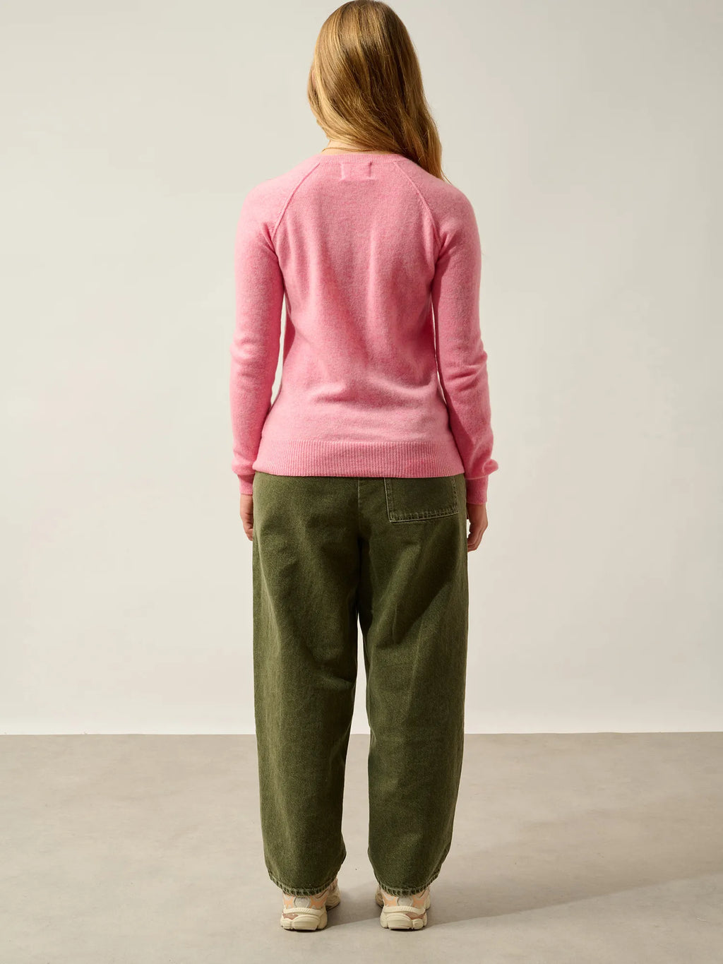 ETRET Pullover Rundhalsausschnitt Rosa meliert