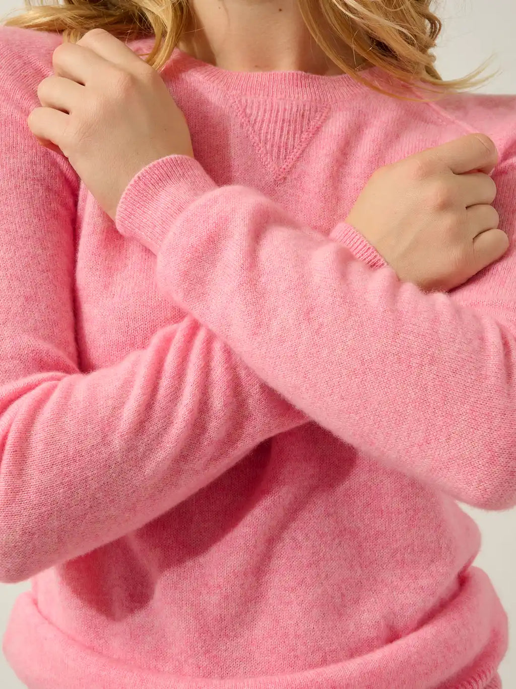 ETRET Pullover Rundhalsausschnitt Rosa meliert