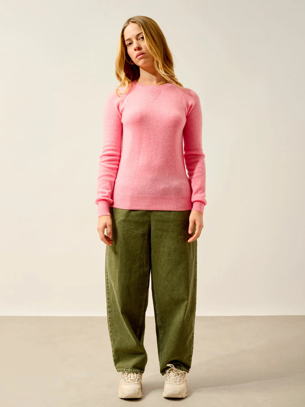 ETRET Pullover Rundhalsausschnitt Rosa meliert