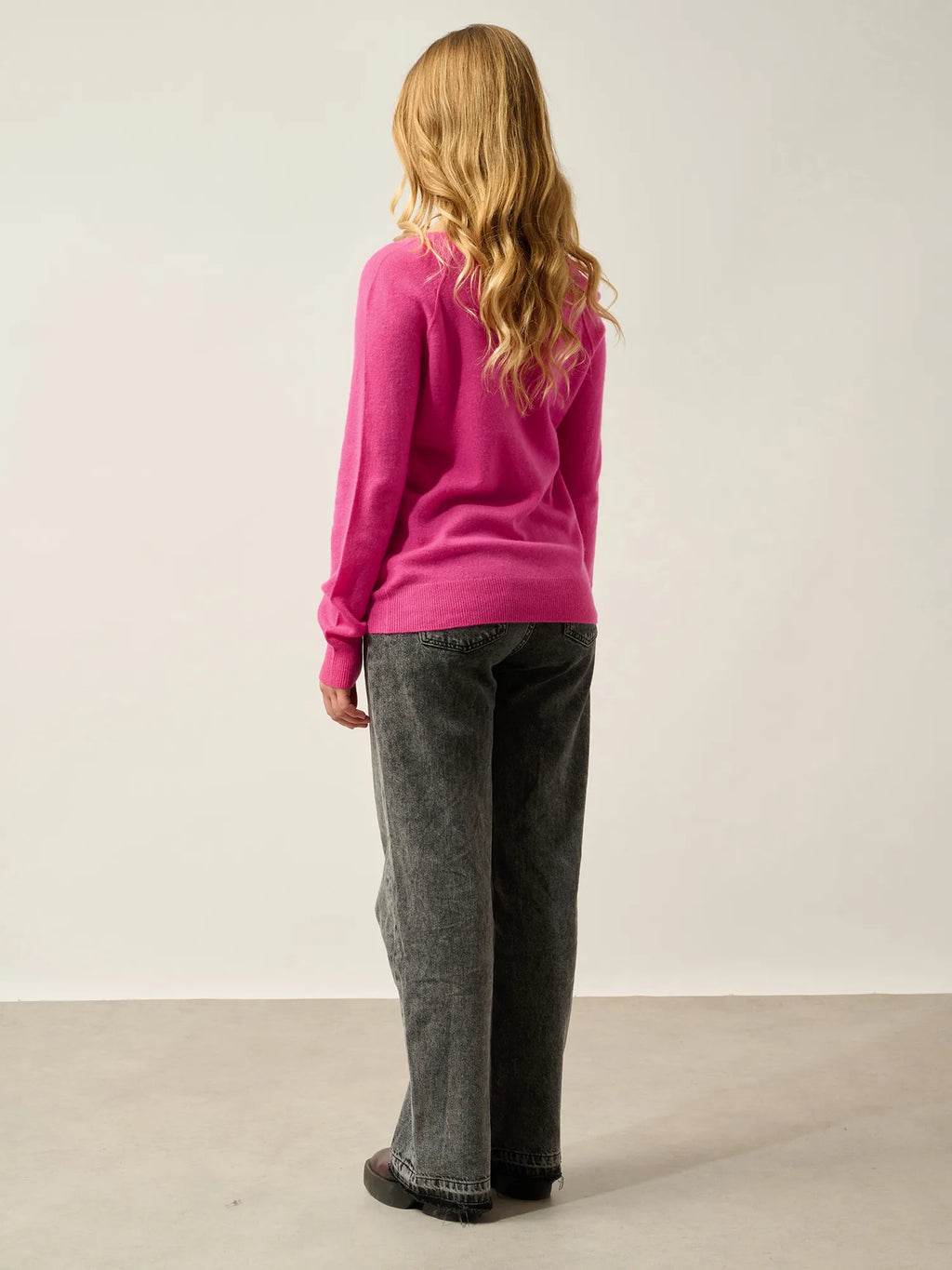 GIUSALET Pullover V-Ausschnitt Flamingorosa