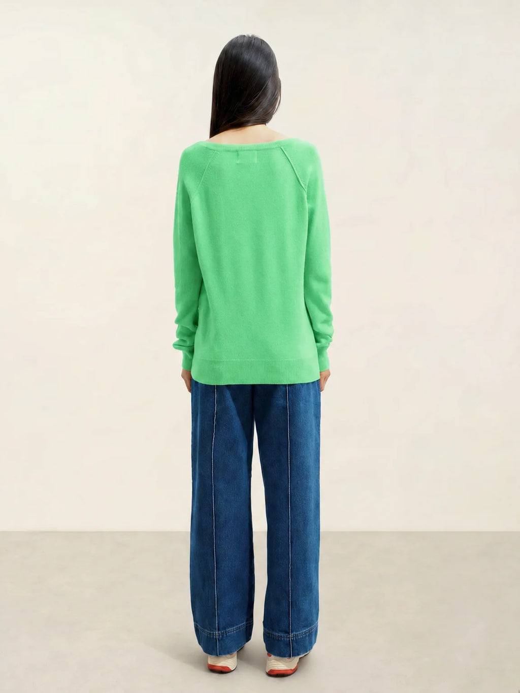 GIUSALET pull col V vert fluo