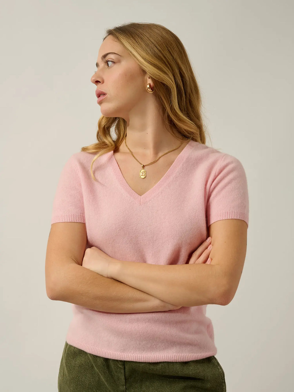 KALI t-shirt v-neck ballet pink