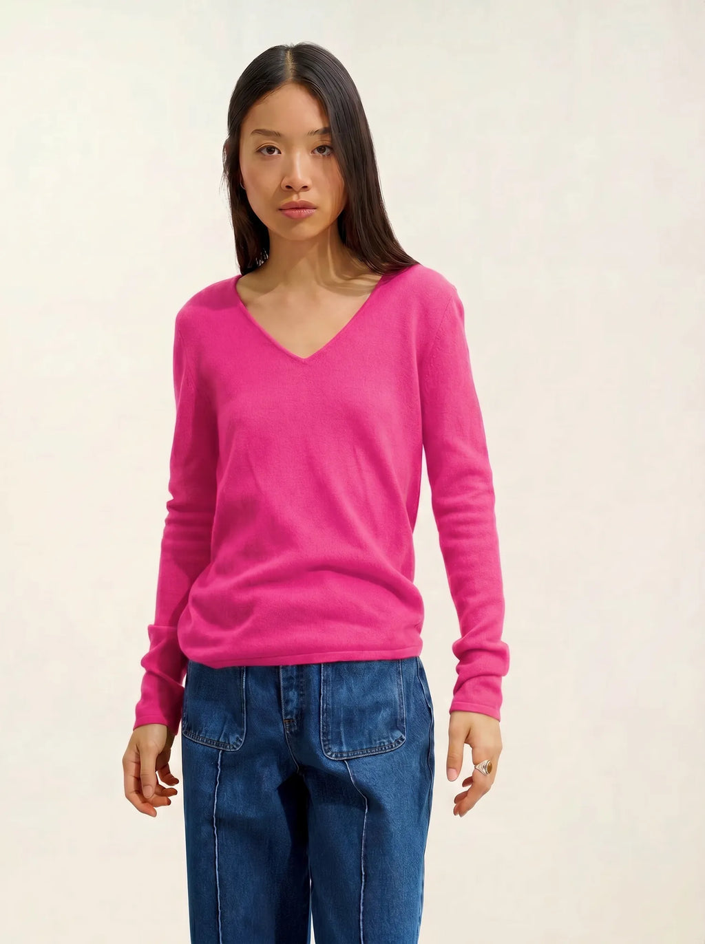 GALISE pullover v-ausschnitt flamant rosa neon