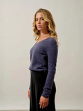 GALISE pull col V violet gris chiné