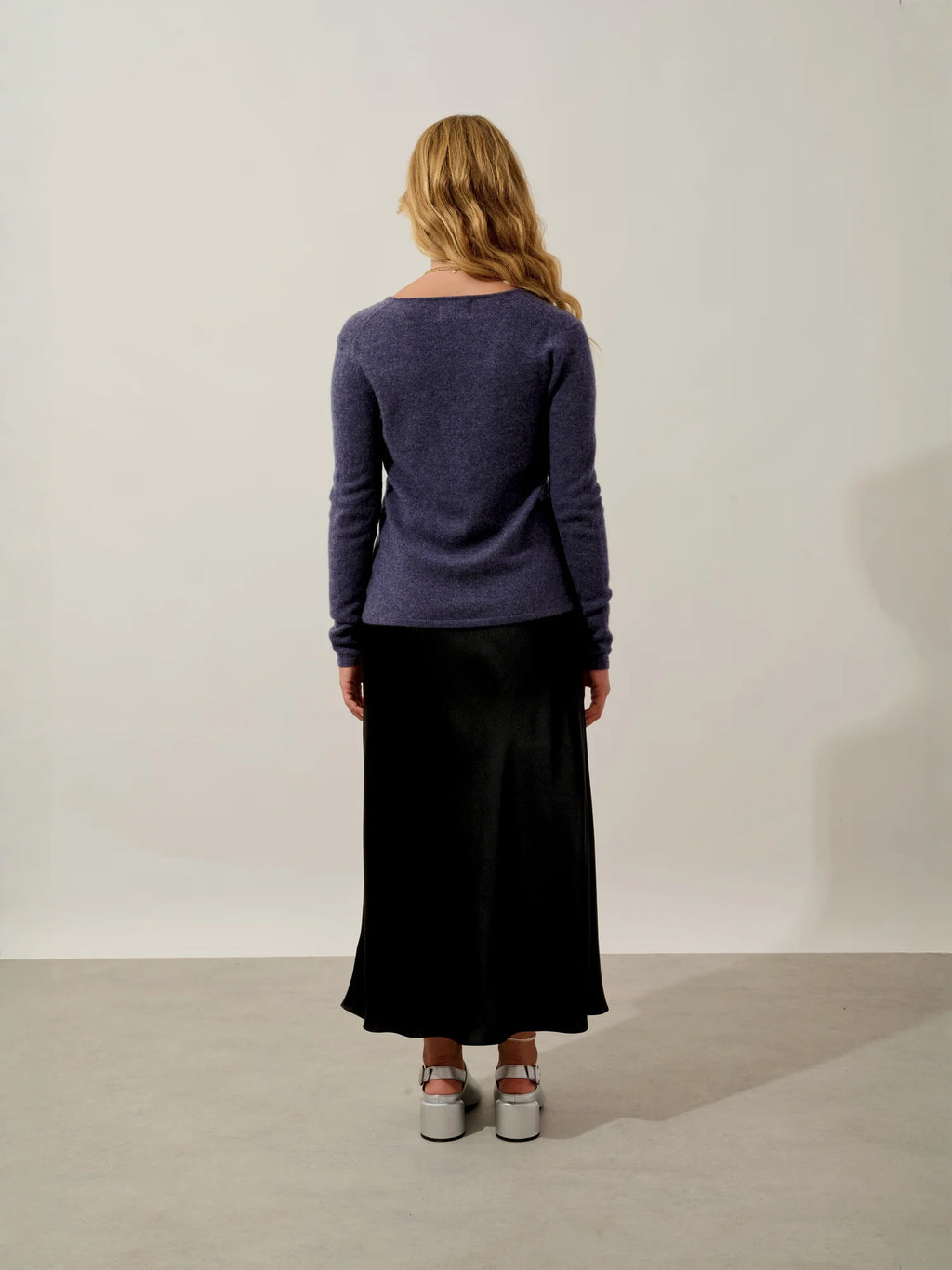 GALISE pull col V violet gris chiné