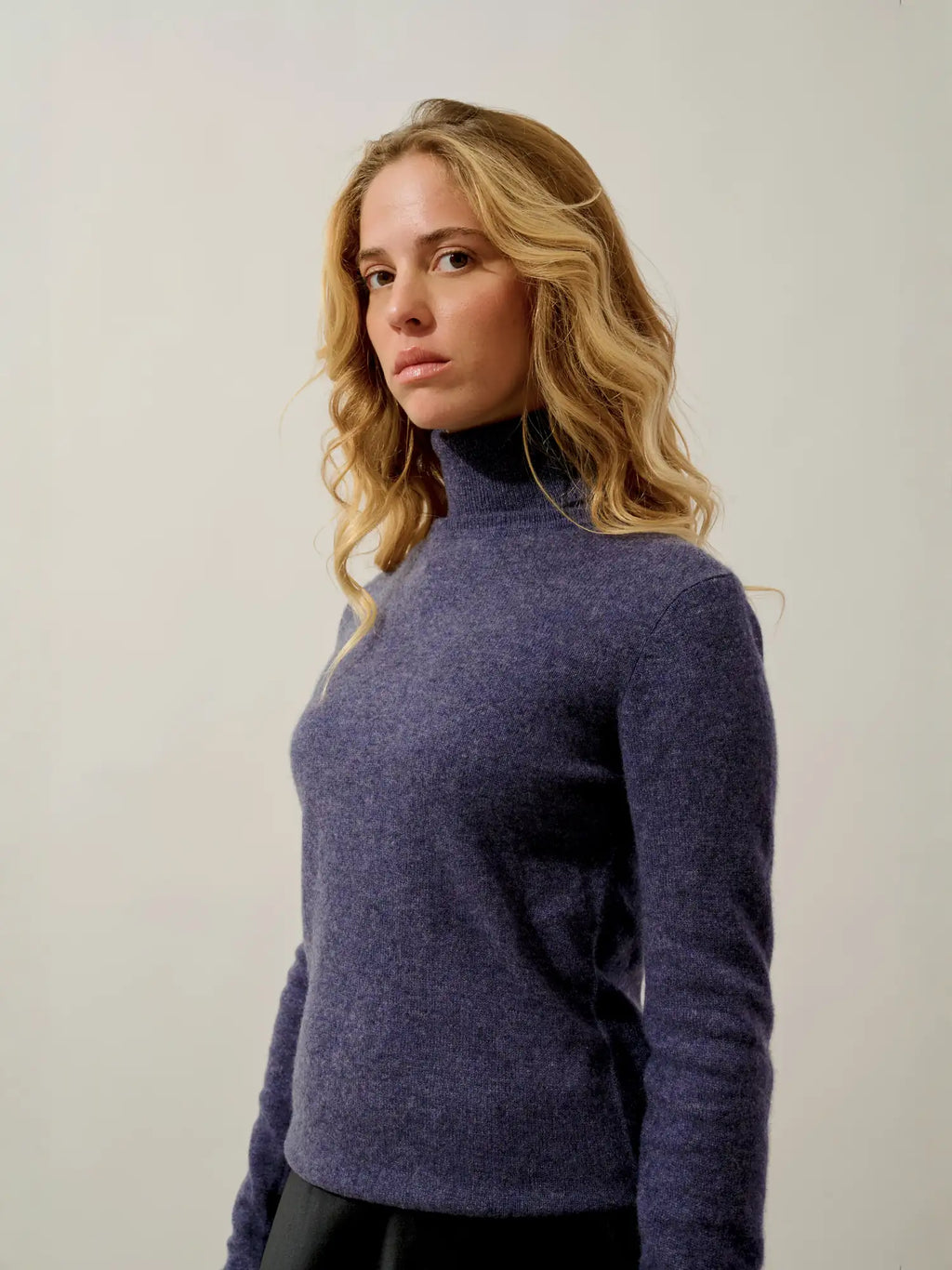 BISE Pullover Rollkragen Violett Grau meliert
