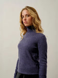 BISE Pullover Rollkragen Violett Grau meliert