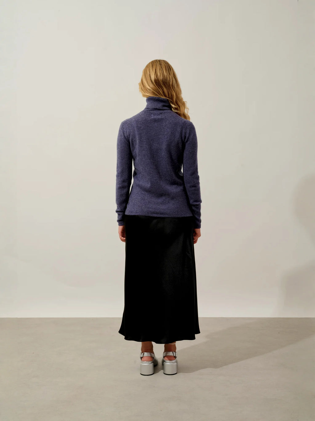 BISE Pullover Rollkragen Violett Grau meliert