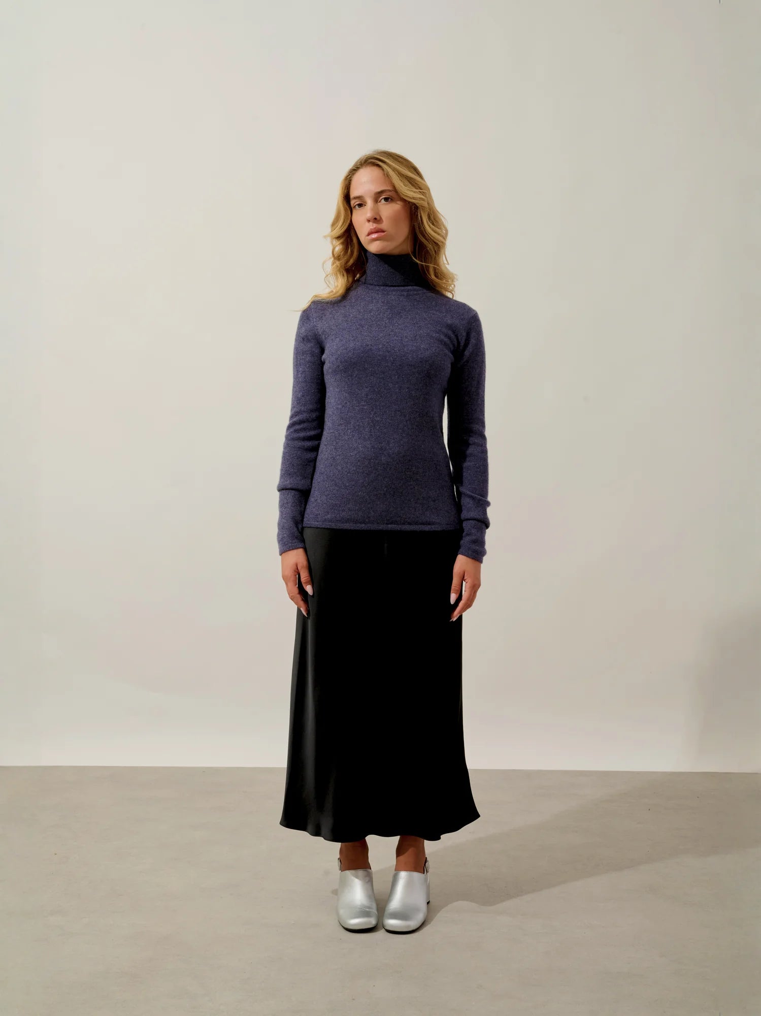 BISE Pullover Rollkragen Violett Grau meliert