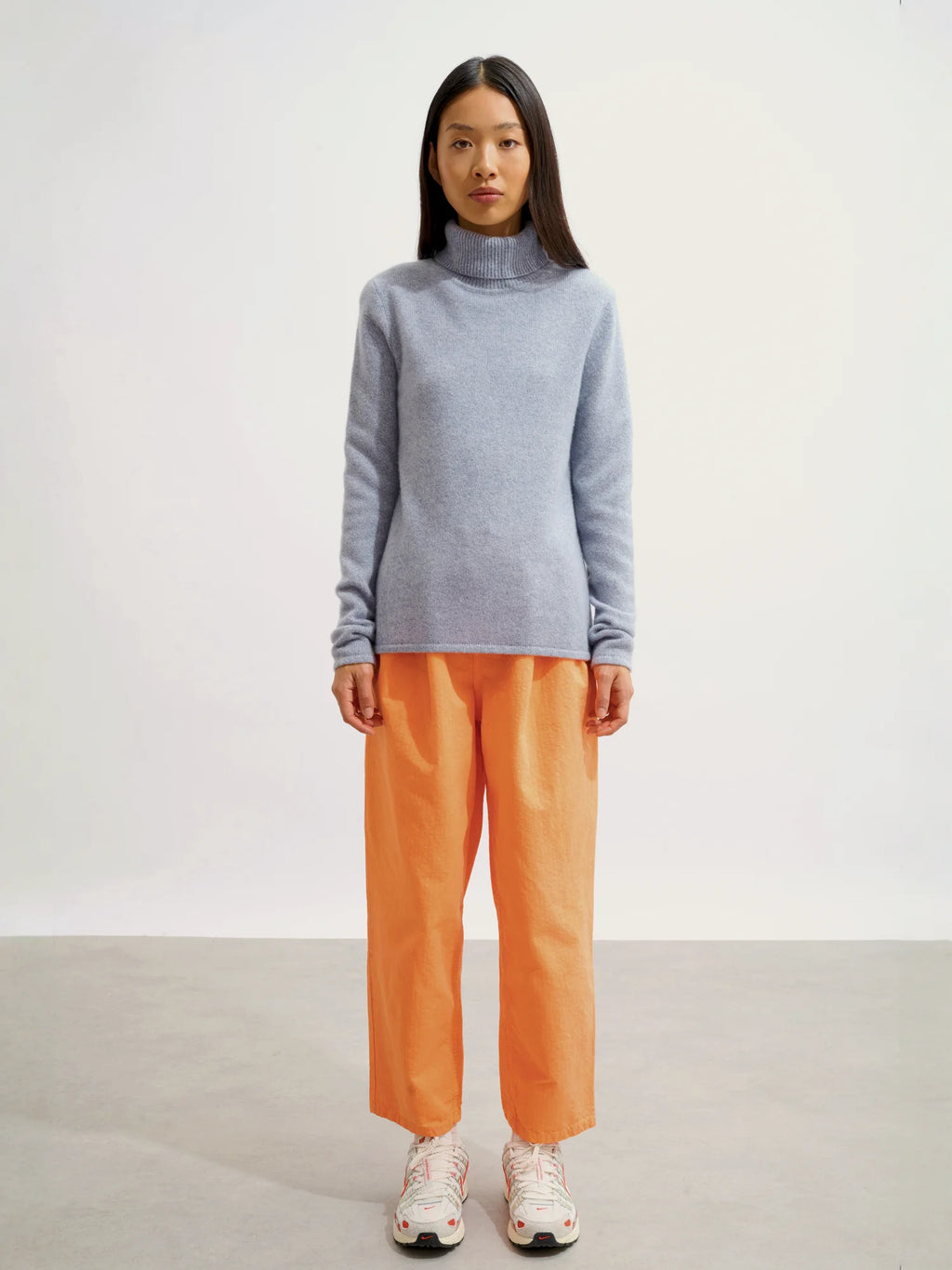 TED pull col roulé 4 fils bleu ivoire