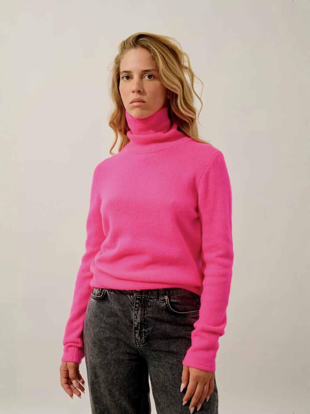TED pullover rollkragen 4-fädig flamant rosa neon