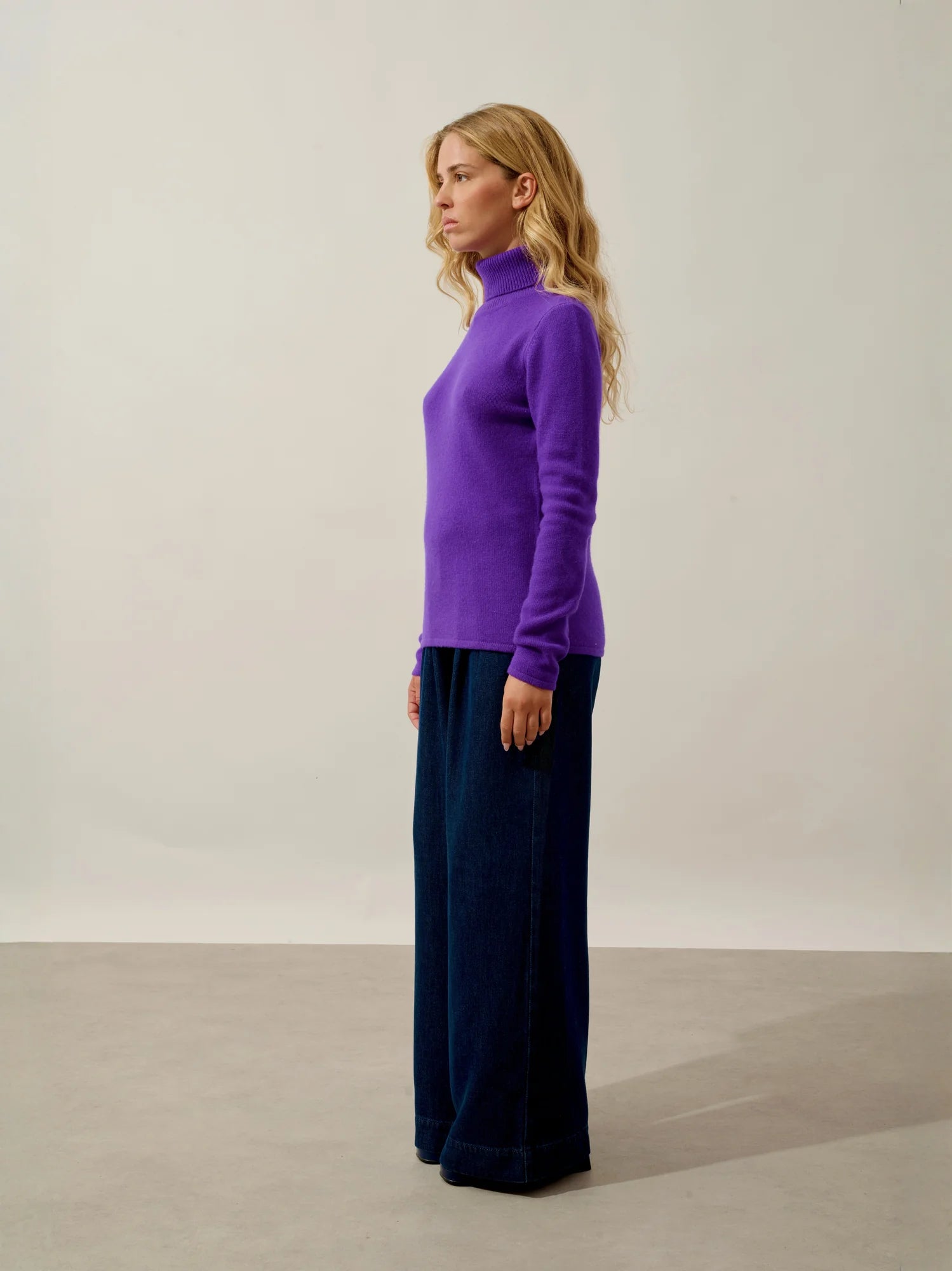 TED pull col roulé 4 fils ultraviolet
