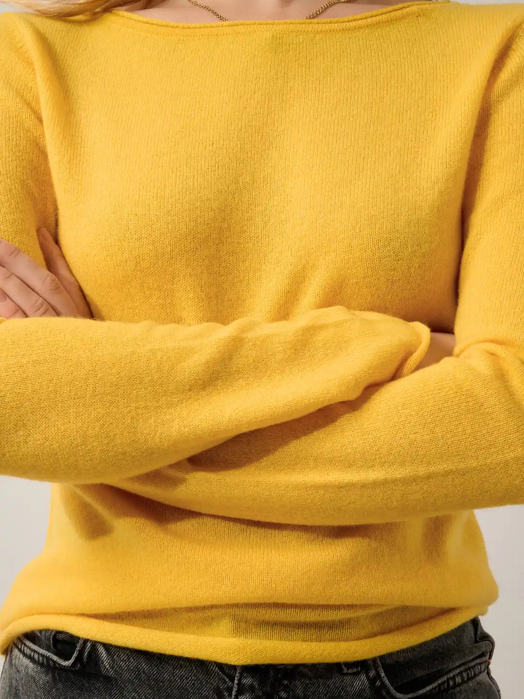 CRIOU Pullover U-Boot-Ausschnitt Zitrone