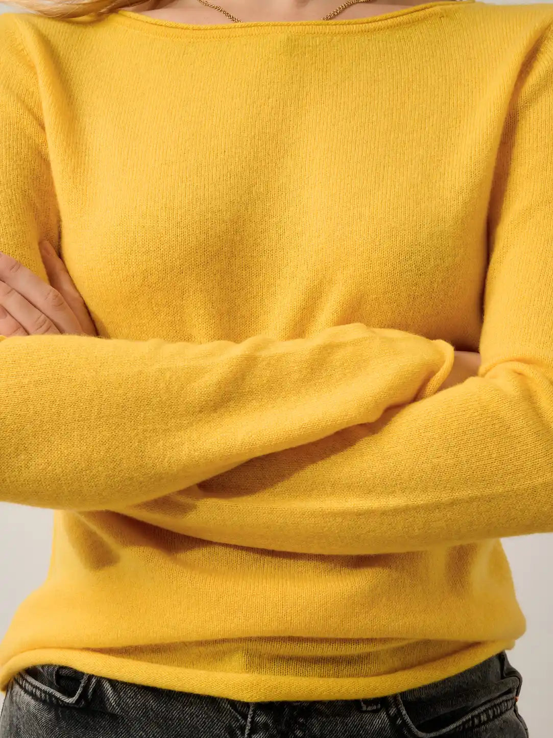 CRIOU Pullover U-Boot-Ausschnitt Zitrone