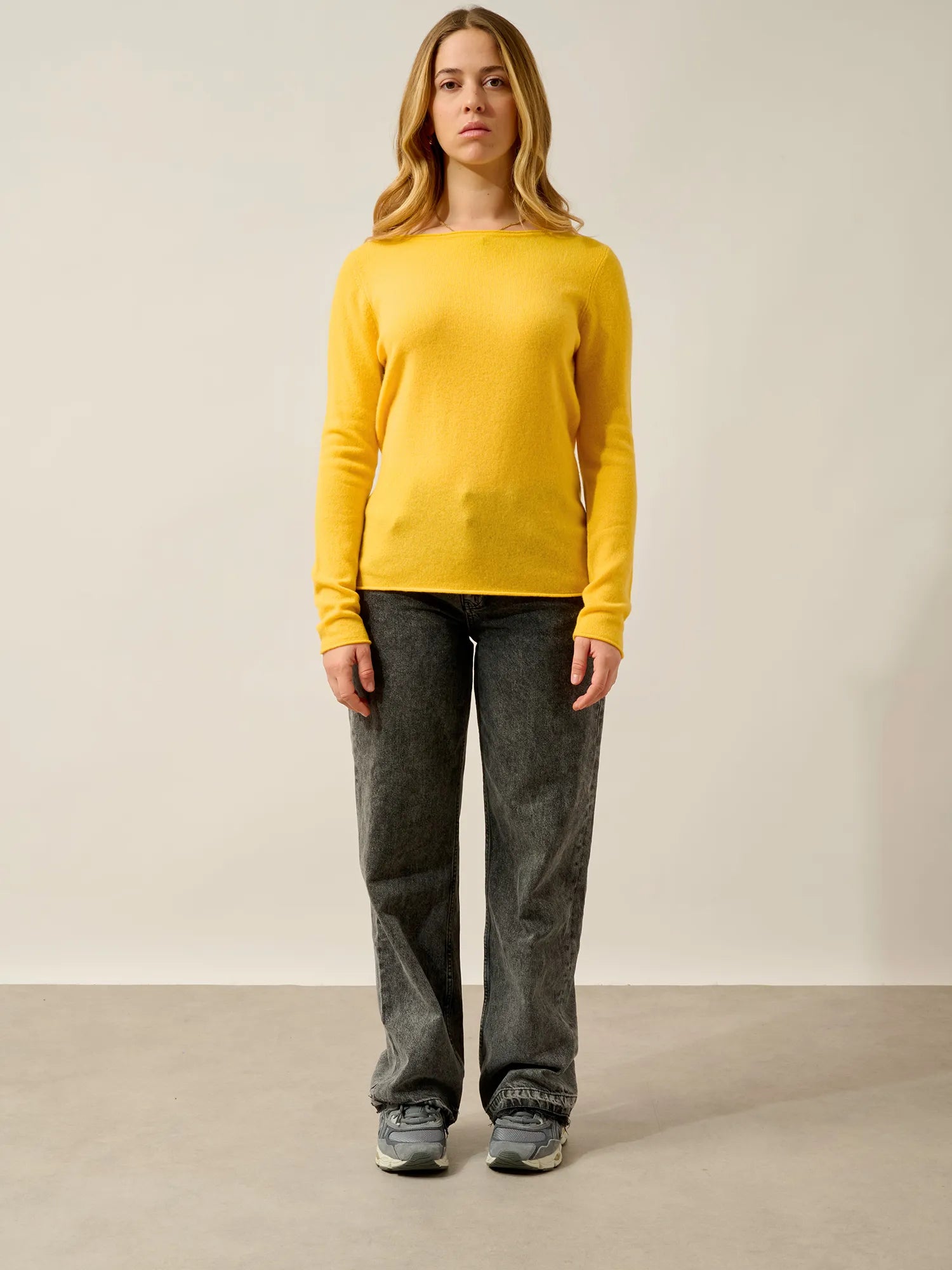 CRIOU Pullover U-Boot-Ausschnitt Zitrone