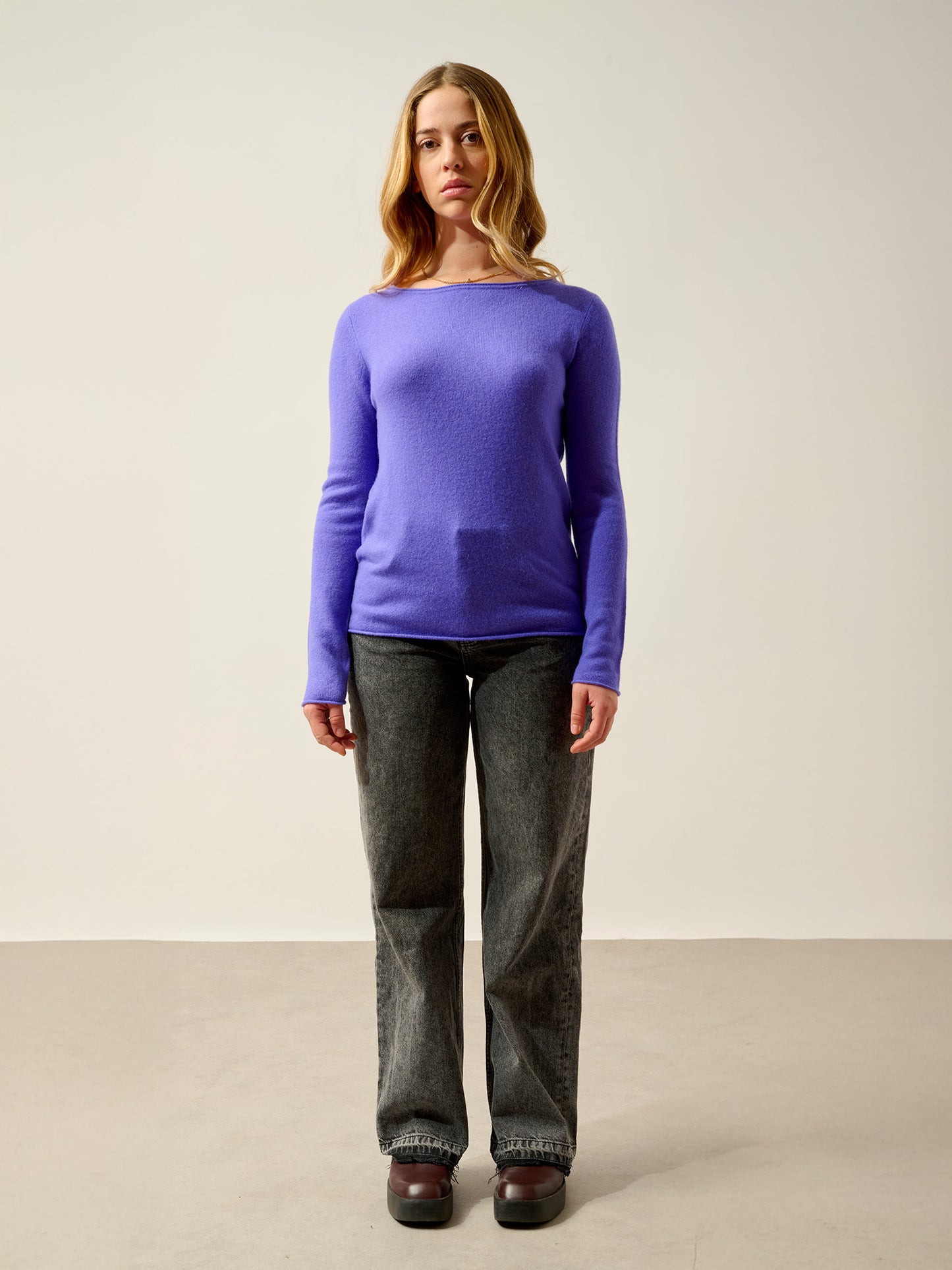 CRIOU Pullover mit Bootsausschnitt Lavandin 100% Kaschmir