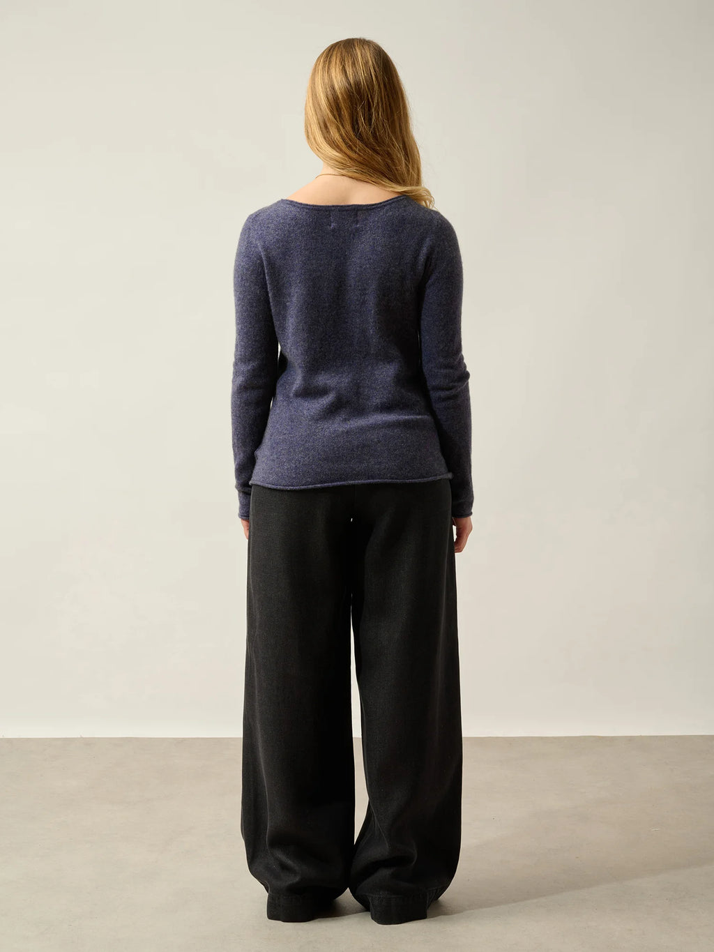 CRIOU Pullover U-Boot-Ausschnitt Violett Grau meliert