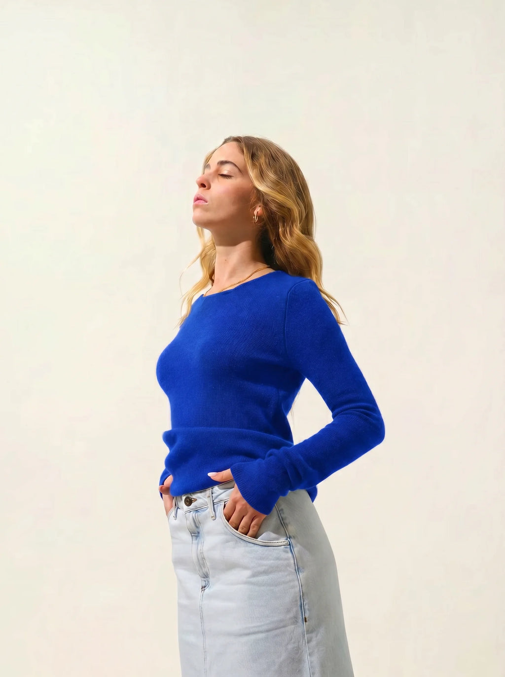 IVY sweater crew neck 4 ply klein blue