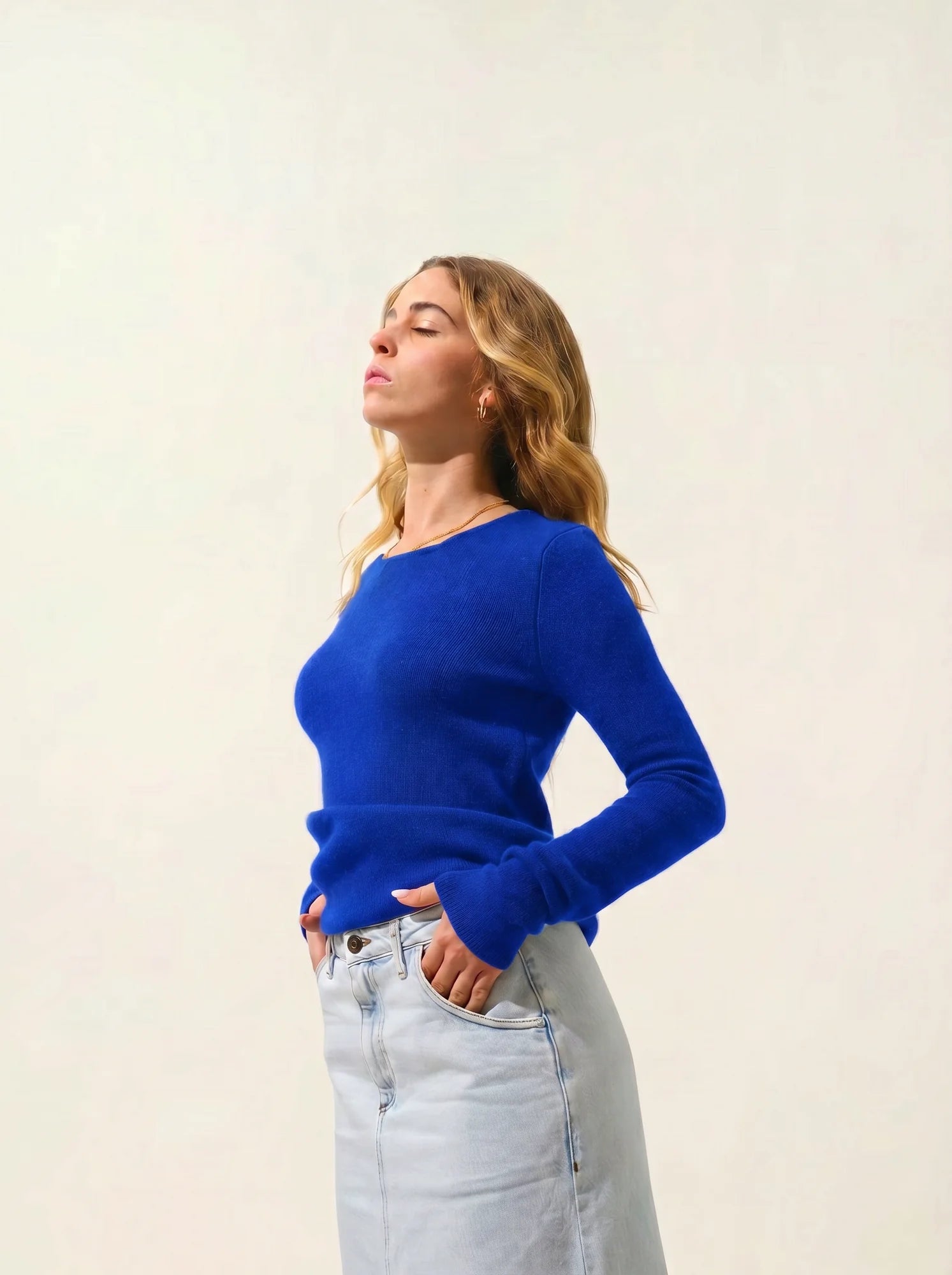 IVY sweater crew neck 4 ply klein blue