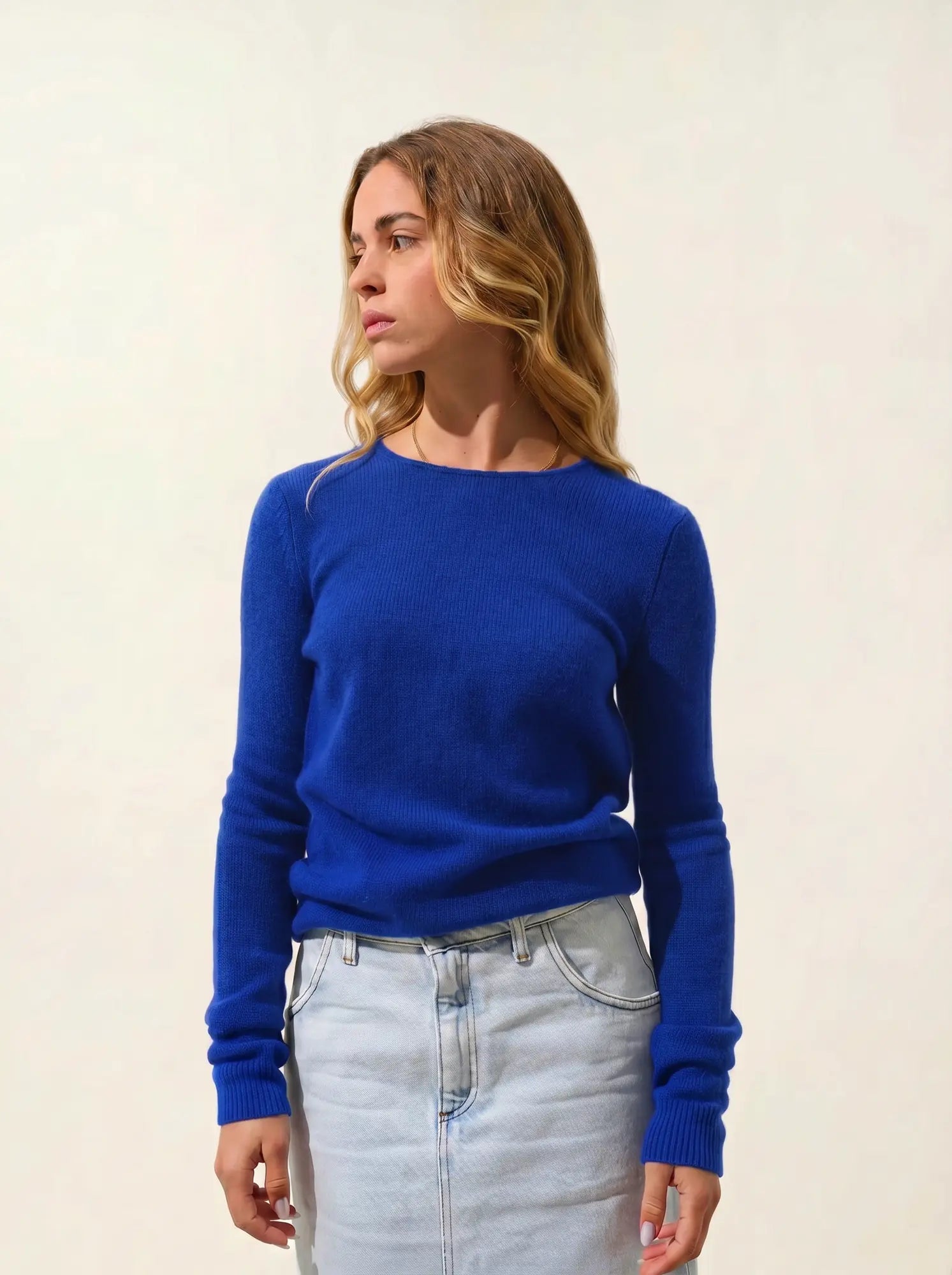 IVY sweater crew neck 4 ply klein blue