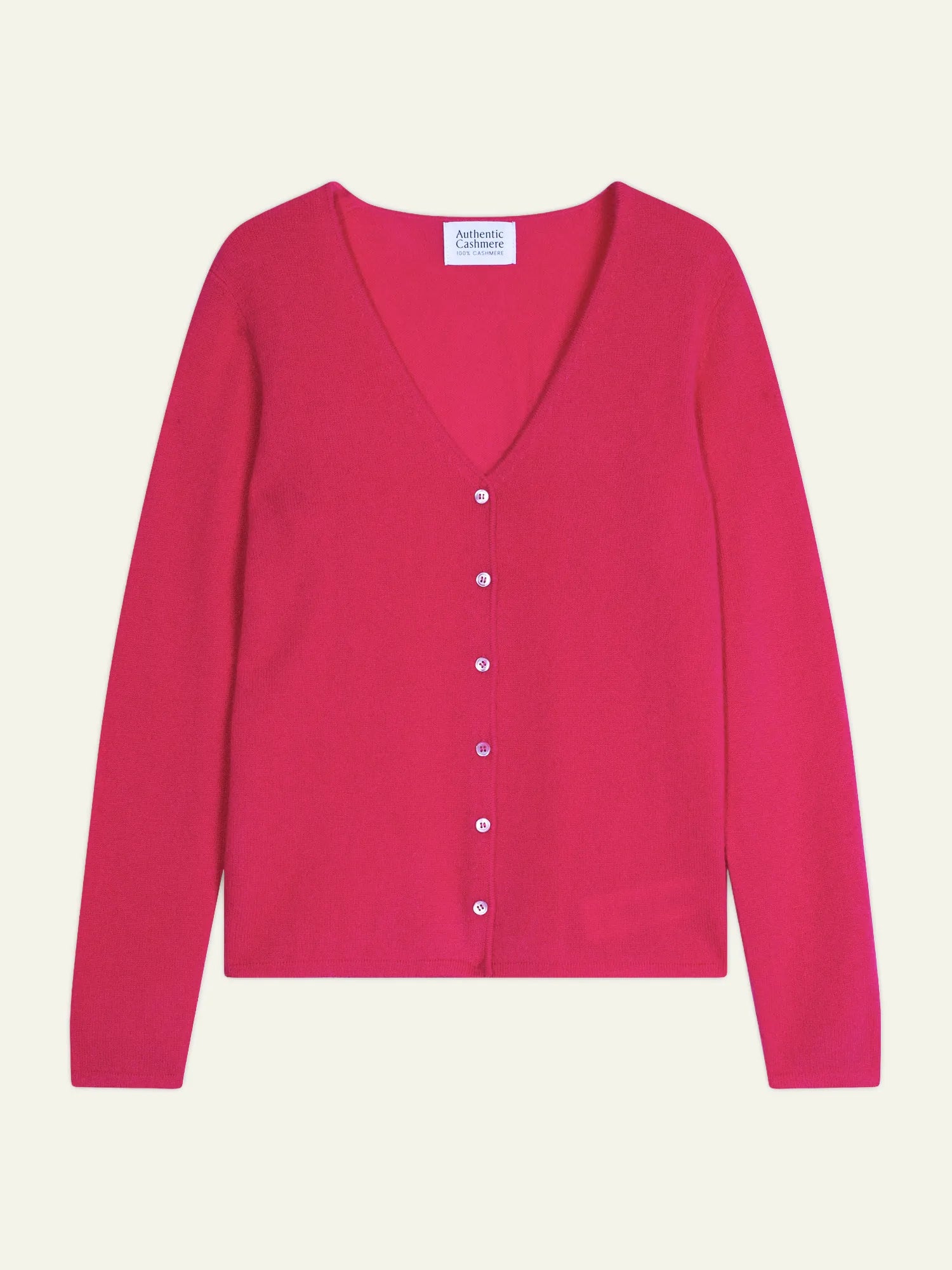 CHALAIS Strickjacke V-Ausschnitt Magentarot