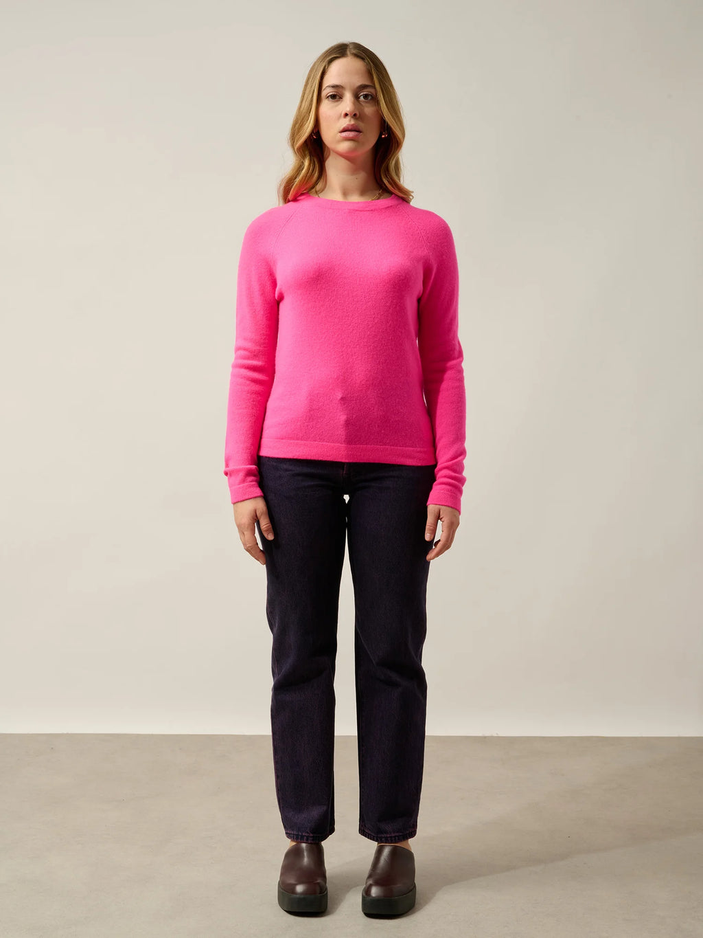 ECRIN Pullover Rundhalsausschnitt Neon-Flamingorosa