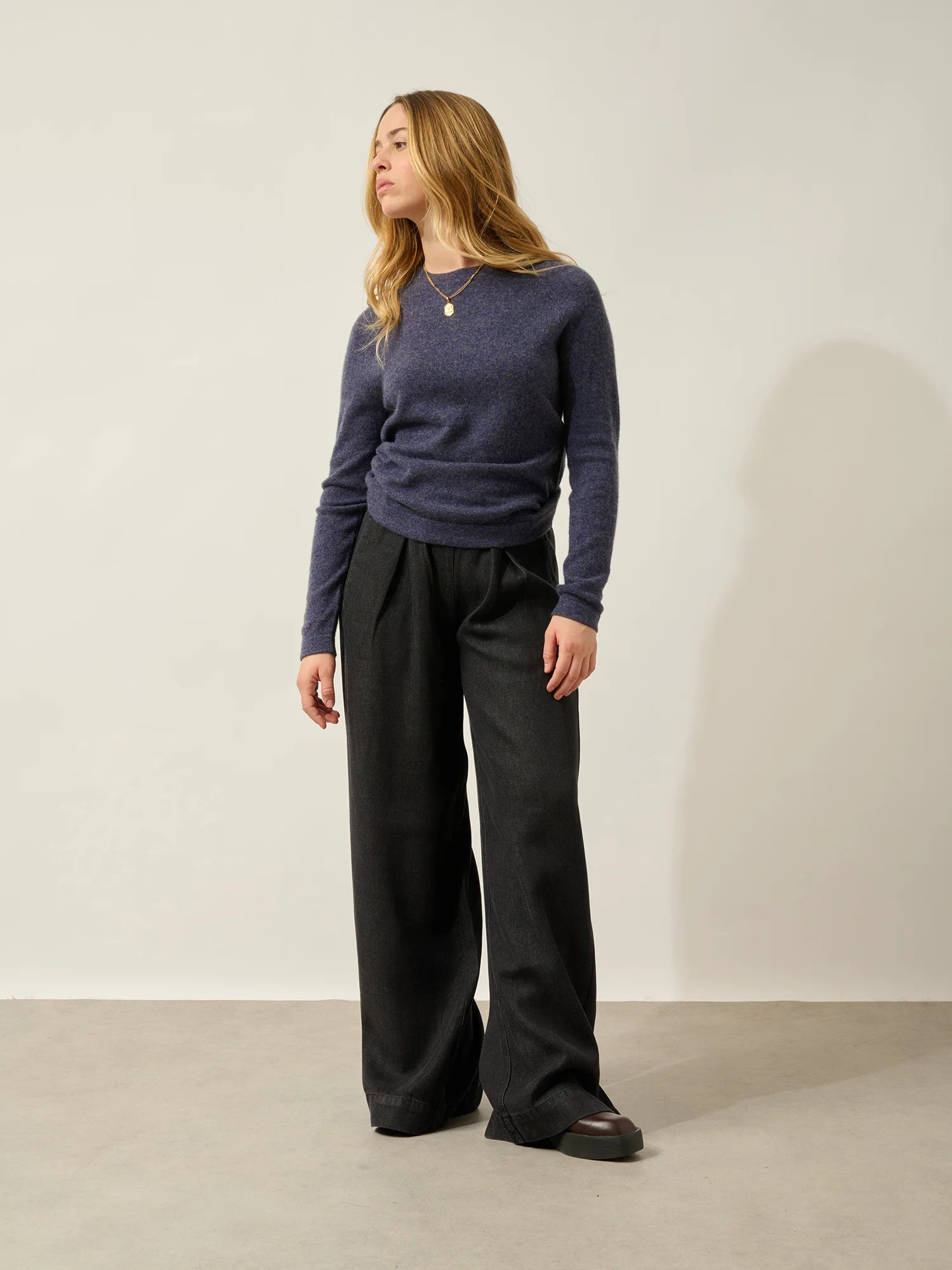 ECRIN Pullover Rundhalsausschnitt Violett Grau meliert