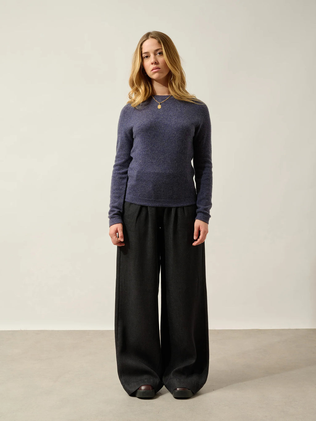 ECRIN Pullover Rundhalsausschnitt Violett Grau meliert