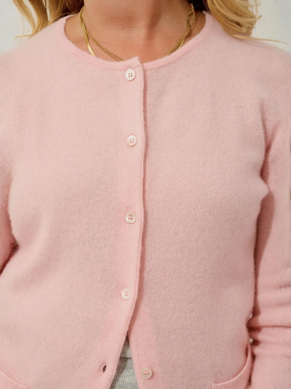 CARON strickjacke rundhalsausschnitt ballettrosa