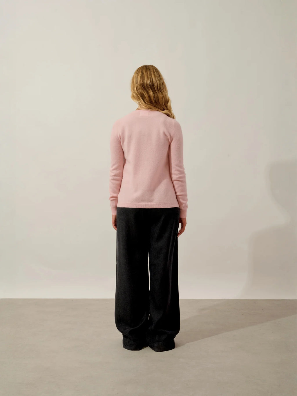 CARON strickjacke rundhalsausschnitt ballettrosa