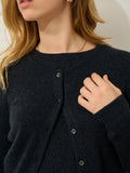 CARON cardigan col rond caviar