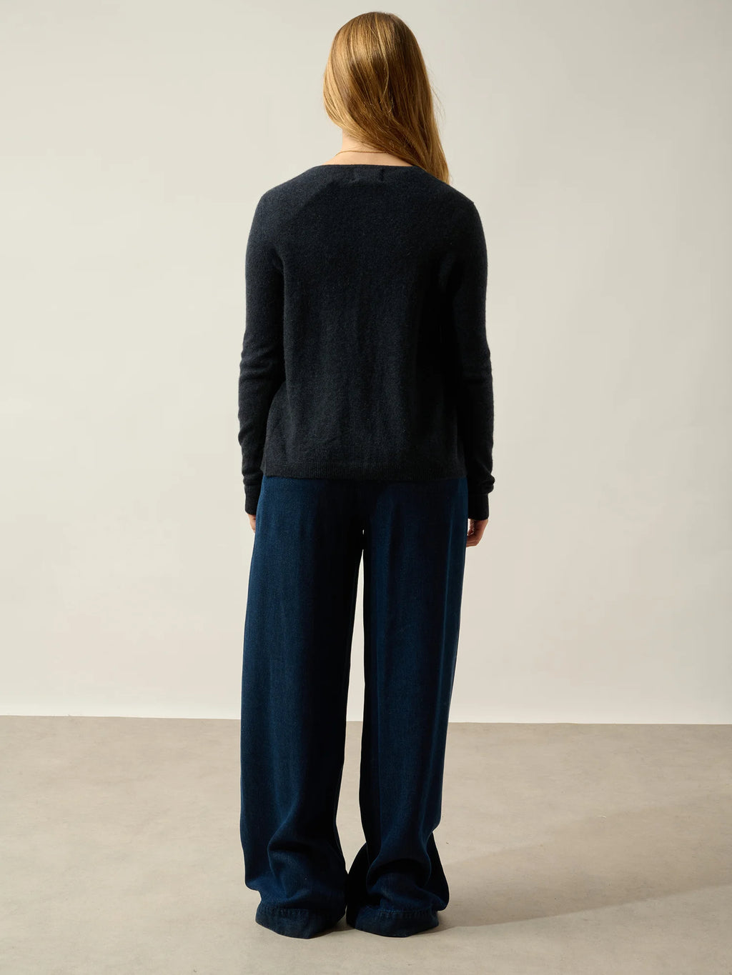 CARON cardigan col rond caviar