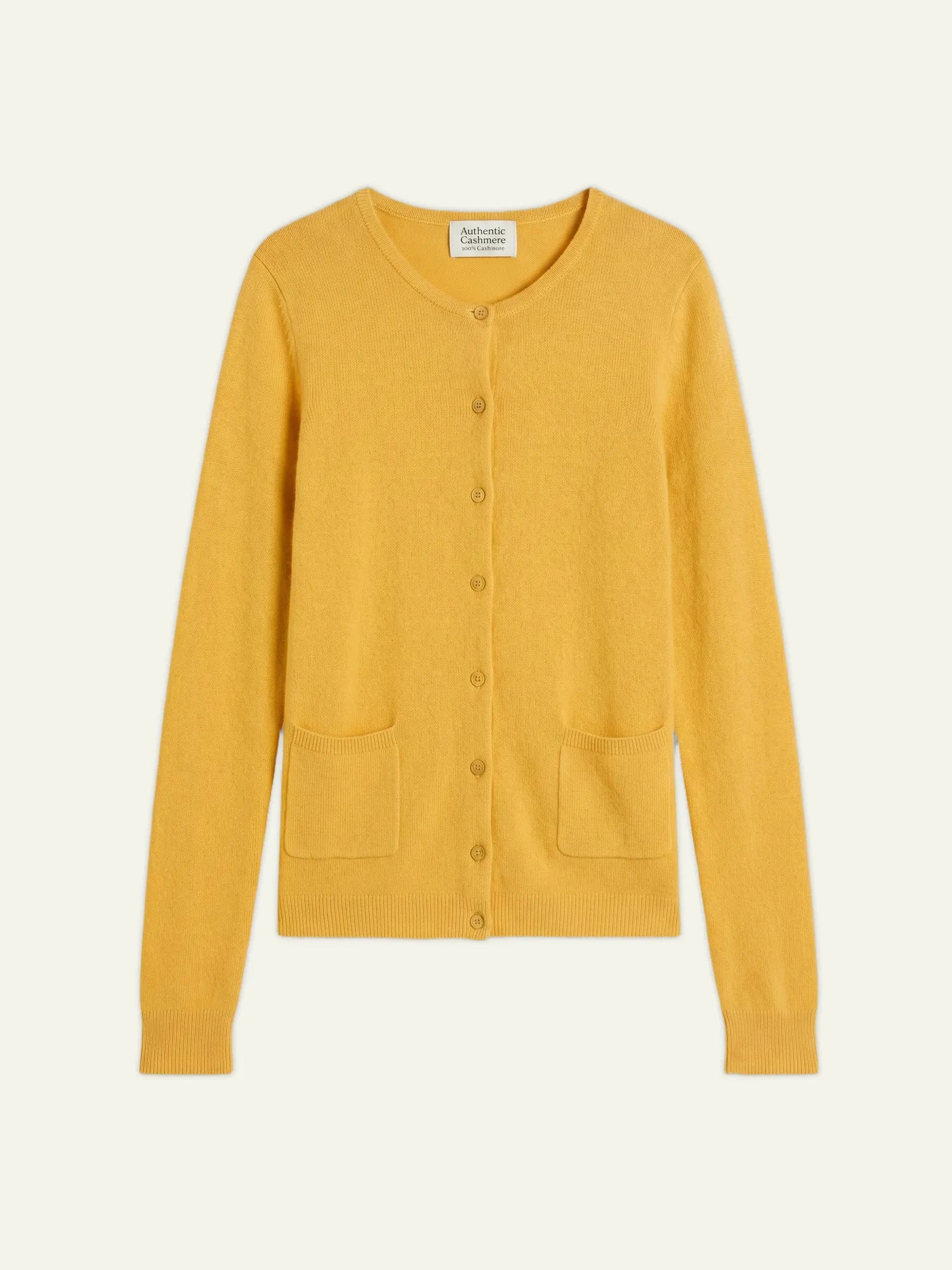 CARON Strickjacke Rundhalsausschnitt Zitrone