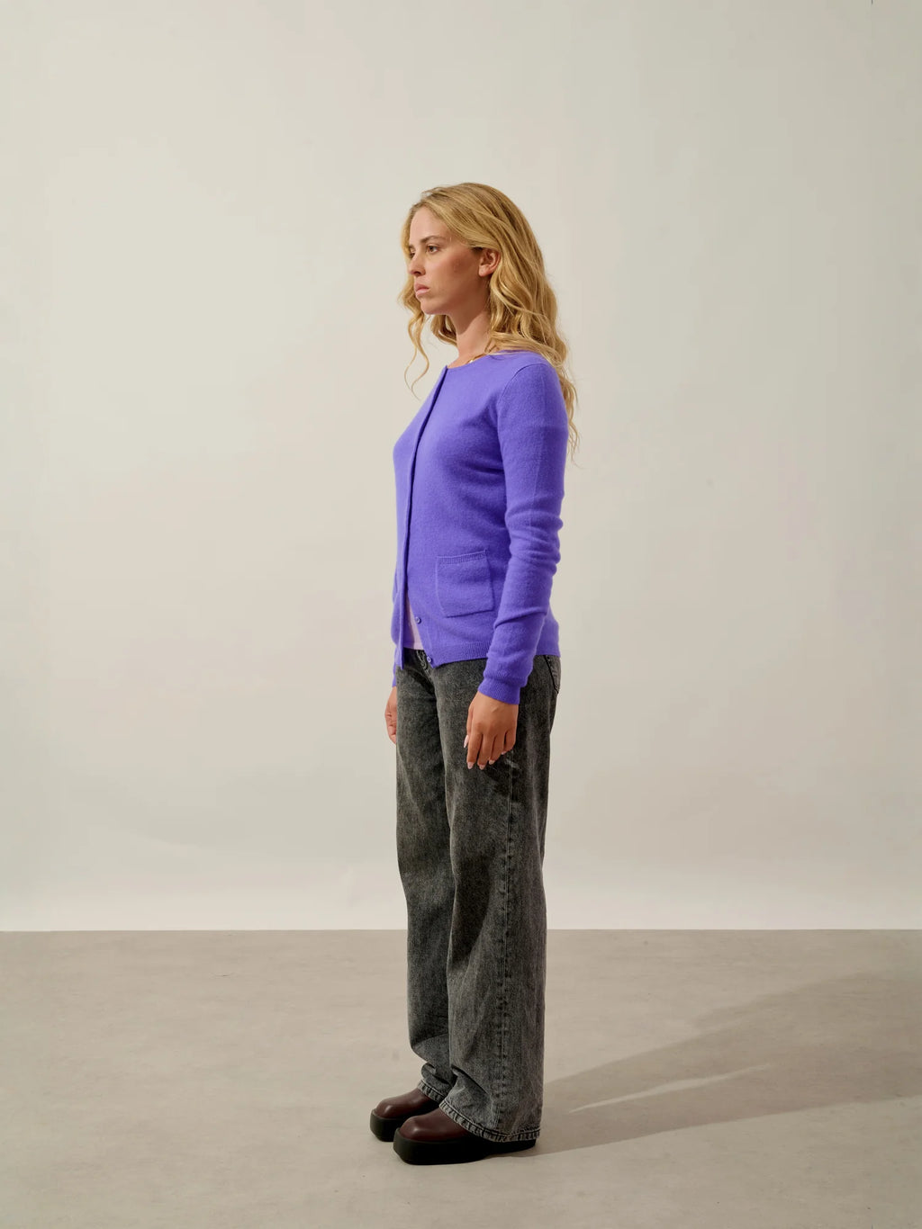 CARON Strickjacke Rundhalsausschnitt Lavendel