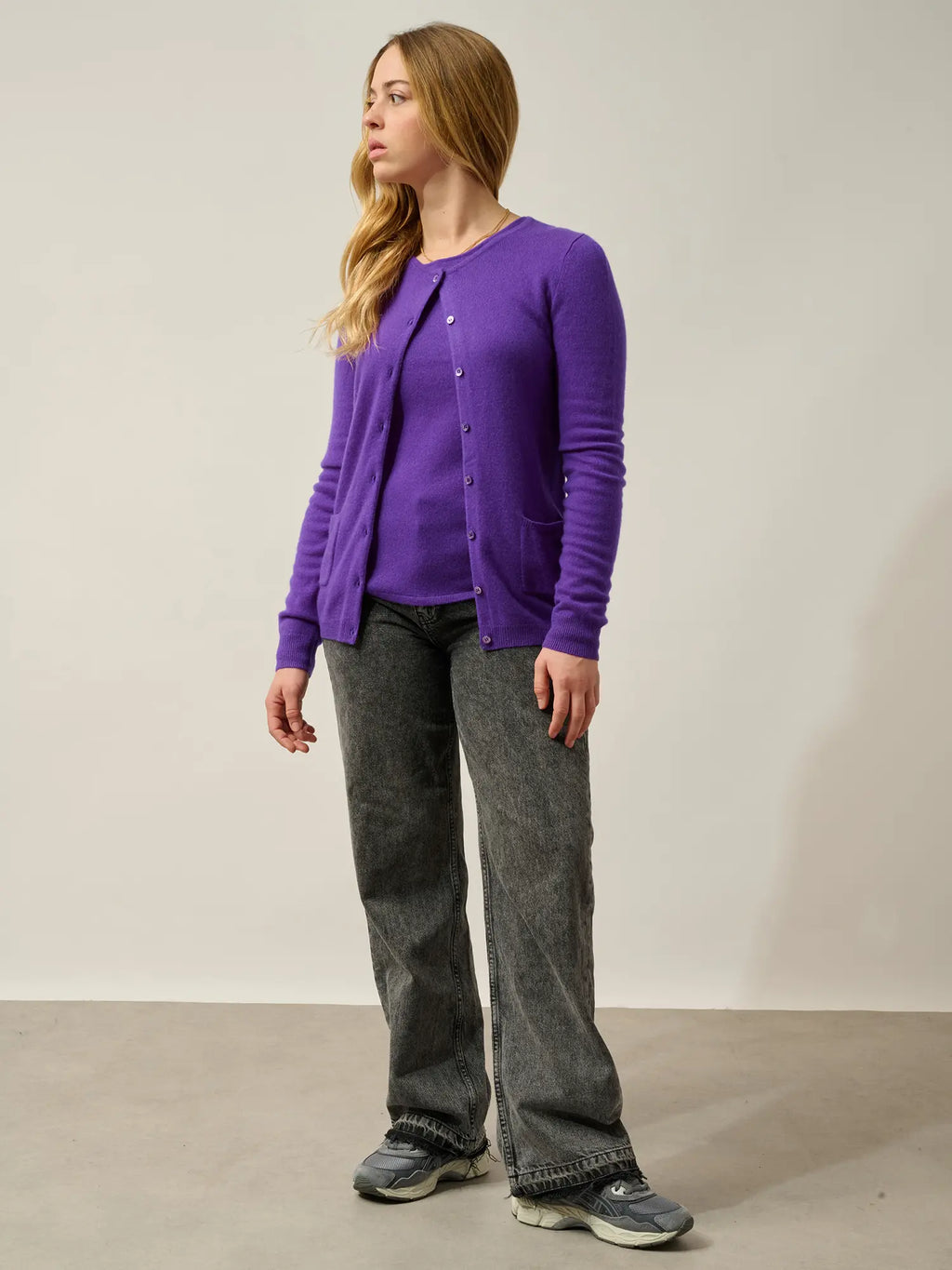 CARON Strickjacke Rundhalsausschnitt Ultraviolett