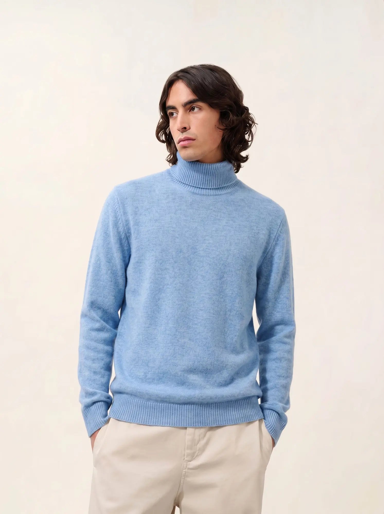 MARTIN sweater turtleneck 4 ply baby heather blue