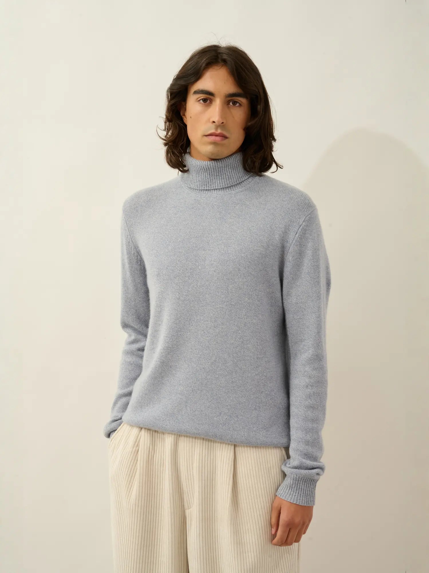 MARTIN sweater turtleneck 4 ply ivory blue