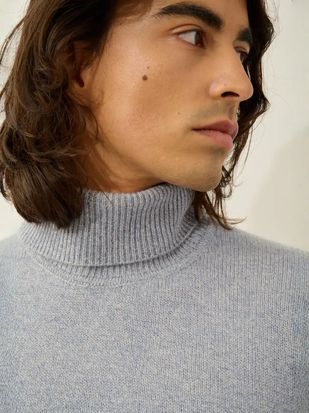 MARTIN sweater turtleneck 4 ply ivory blue